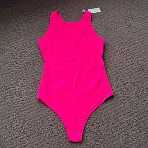 NWT Aerie neon Pink smoothz Bodysuit size SMALL